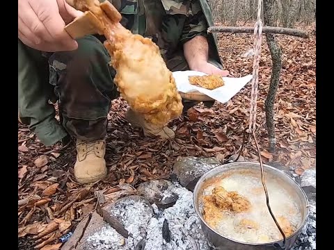 ქათმის მომზადების ამერიკული რეცეპტი, ქარულად. American chicken in Georgian. in the forest.Bushcraft